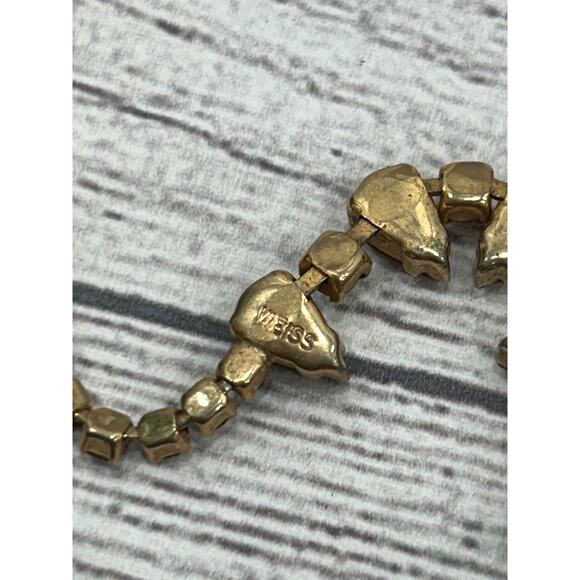 Weiss Faceted Amber Brown Elegant Gold Tone Statement Teardrop Crystal Necklace - Picture 8 of 10